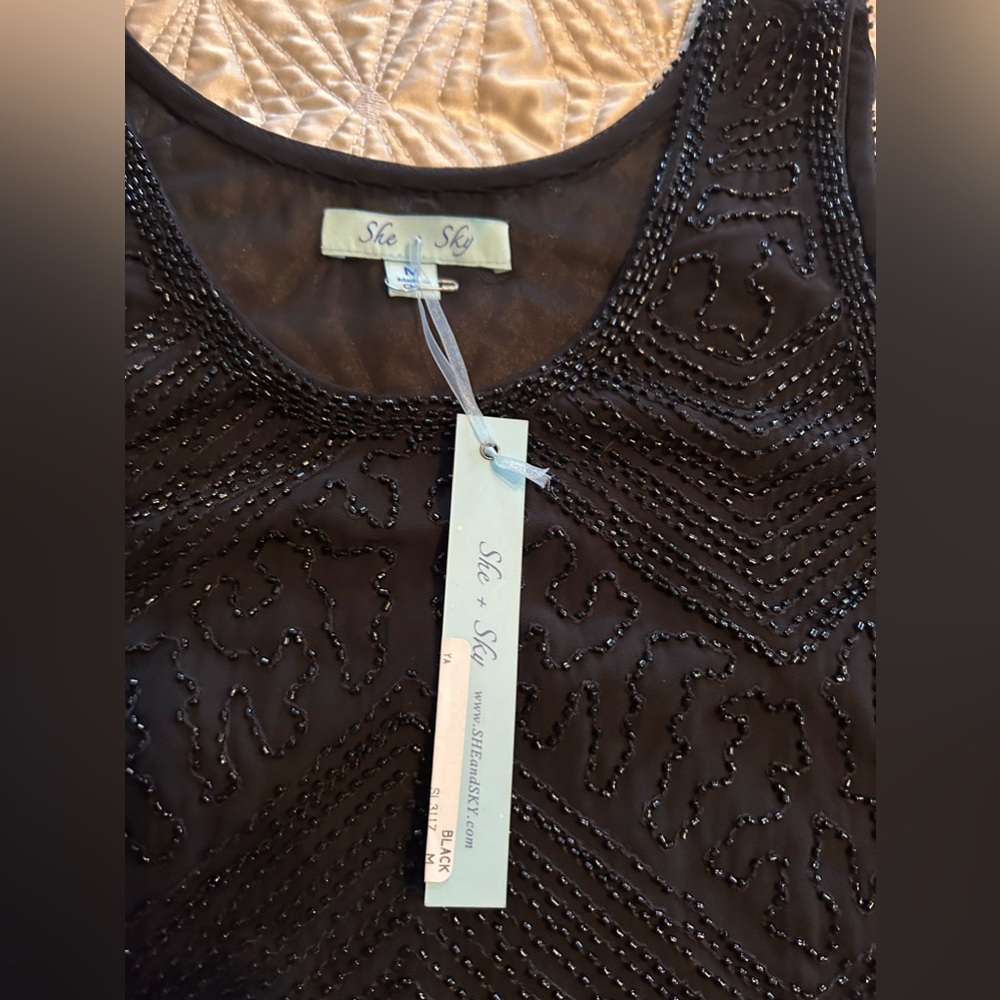 NWT She+Sky black sequin top M swing